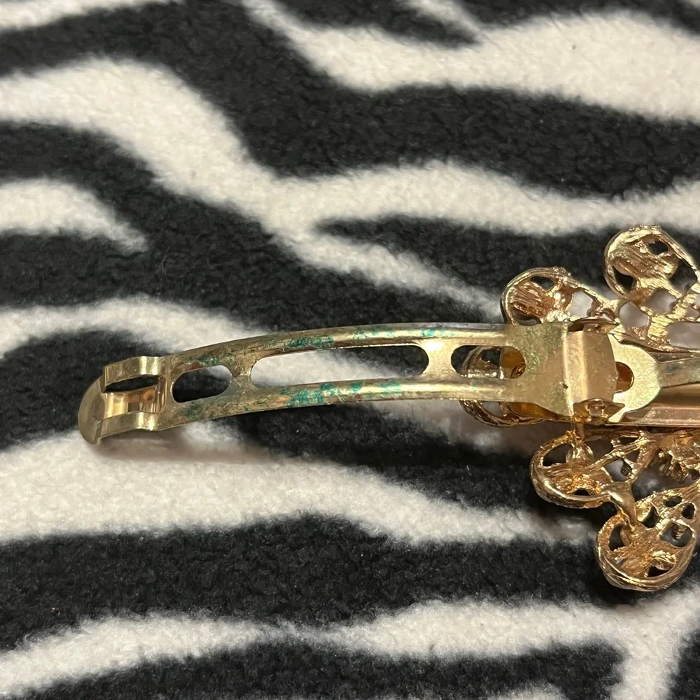 Gold Floral Rhinestone Hair Clip